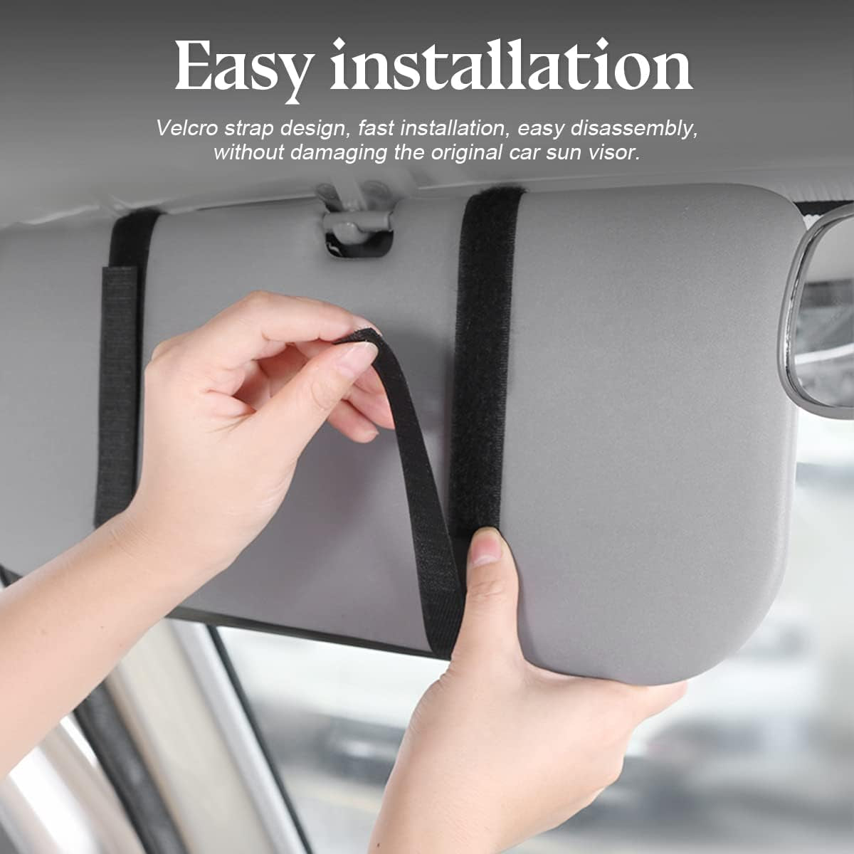 Car Sun Visor Organizer, Car Visor Pocket Wallet Pouch Holder, Vehicle Sunshade Glasses Case Storage Bag with Multi-Pocket Net Zipper, Auto Interior Accessories Universal for SUV Truck Van (Black)